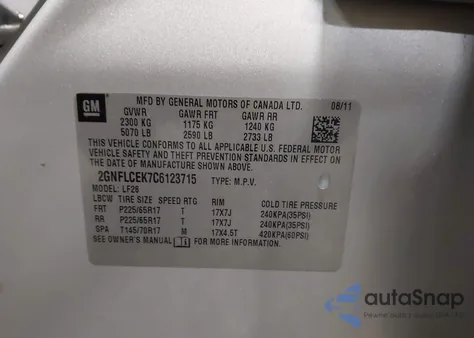 2012 Chevrolet Equinox Ls from USA, damaged, VIN 2GNFLCEK7C6123715